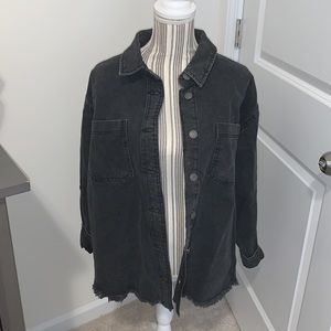 Black Fringe Denim Jacket